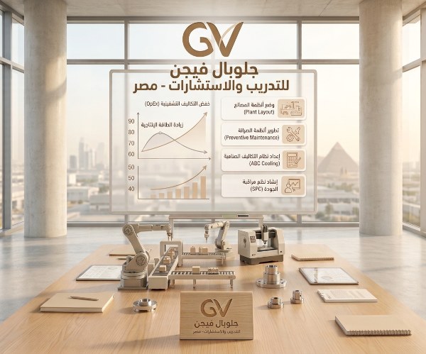 استشارات إدارة الإنتاج، إدارة العمليات الصناعية، تطوير المصانع، التكاليف الصناعية، أنظمة الصيانة، جلوبال فيجن.